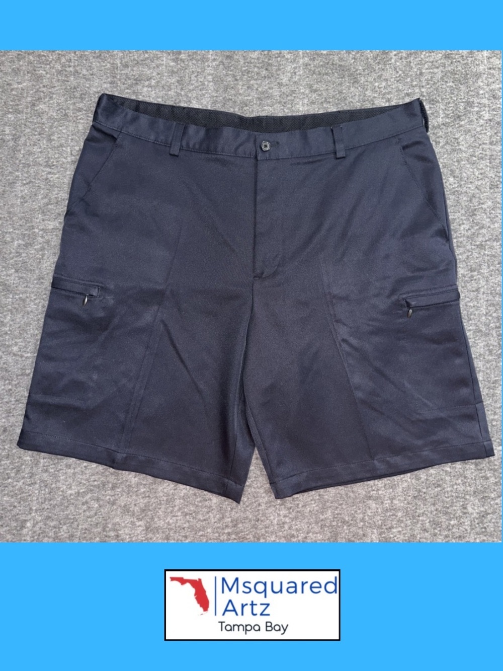 IZOD Golf Classic Cargo Shorts Men's Size 40 Navy Performance Zipper Pocket 10"